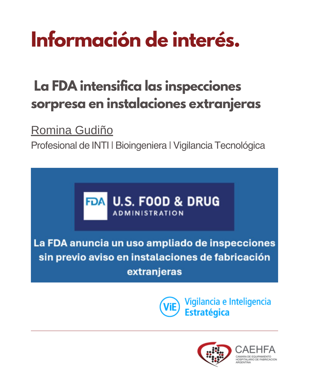 La FDA intensifica las inspecciones sorpresa en instalaciones extranjeras