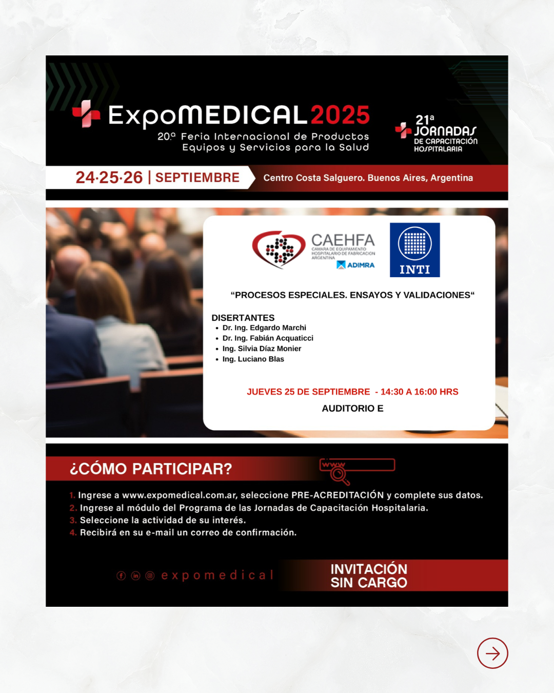 Agenda #Expomedical2025. CAEHFA – INTI